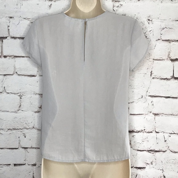 H&M DIVIDED sheer grey top with clear crystal embellishments short sleeve Size 2 - Picture 4 of 15